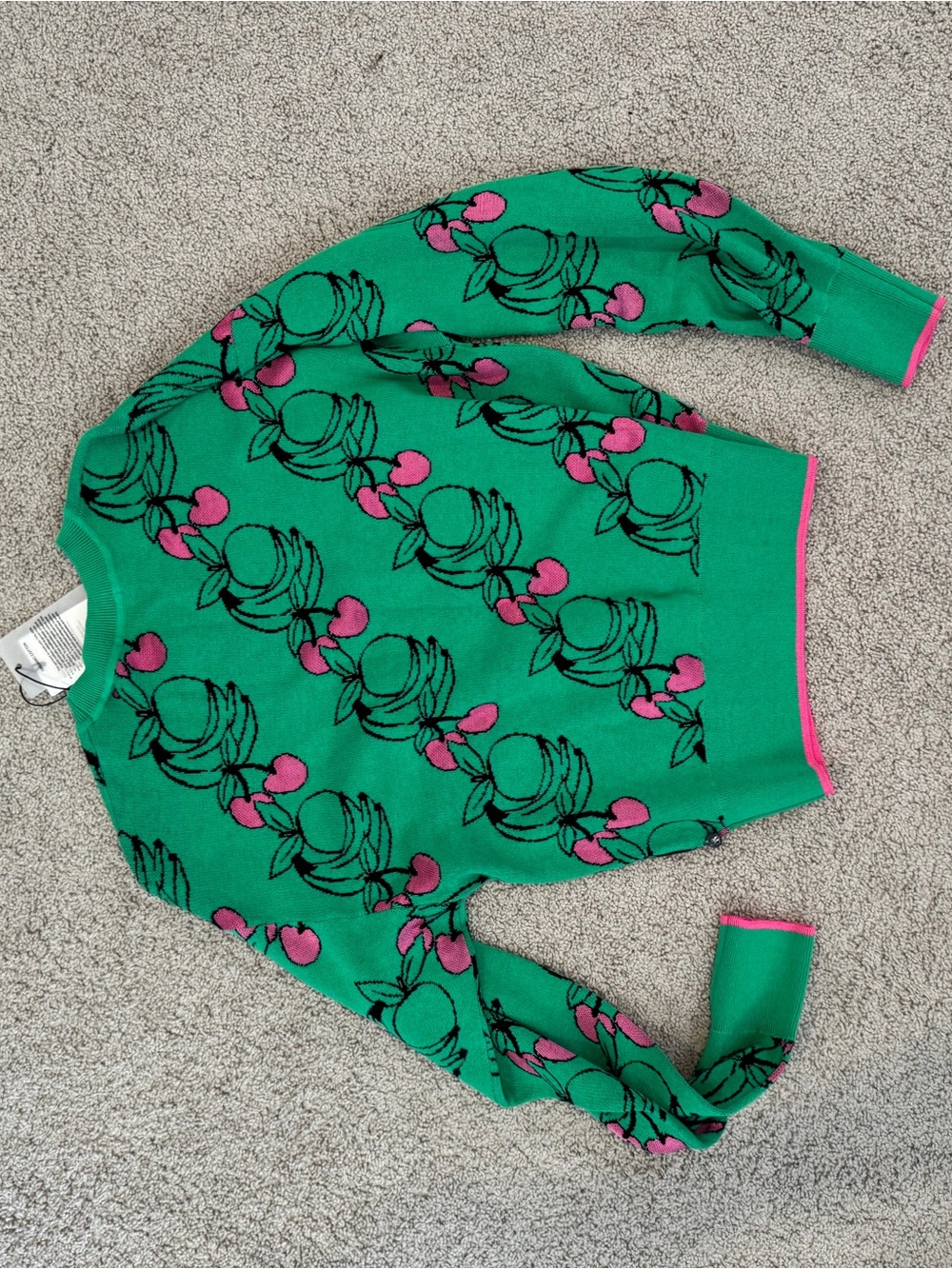 Scotch & Soda Green Crewneck Sweater with Pink Fruit Motif - Picture 3 of 4
